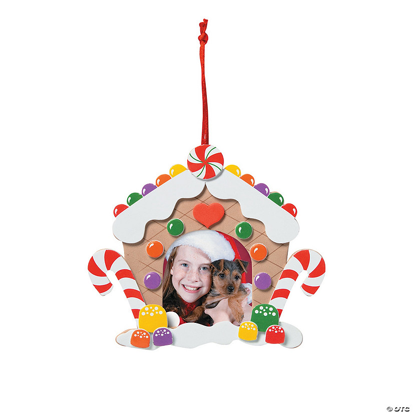 5 1/2" x 4 3/4" Gingerbread House Picture Frame Christmas Ornament Craft Kit - Makes 12 Image