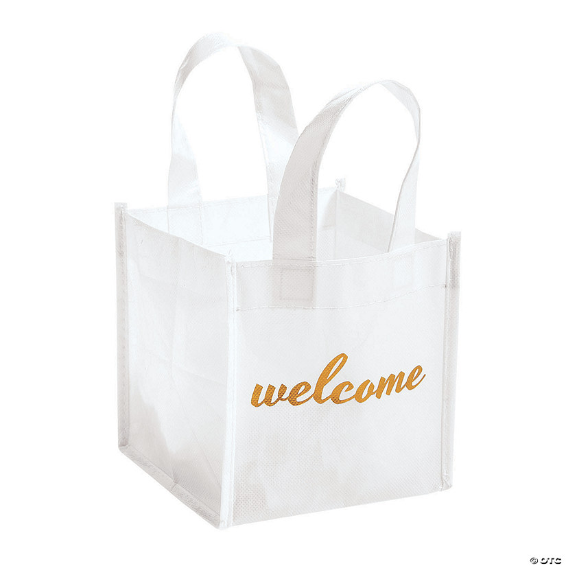 5 1/2" x 5 1/2" x 6" Mini Premium Welcome Wedding Nonwoven Tote Bags - 12 Pc. Image