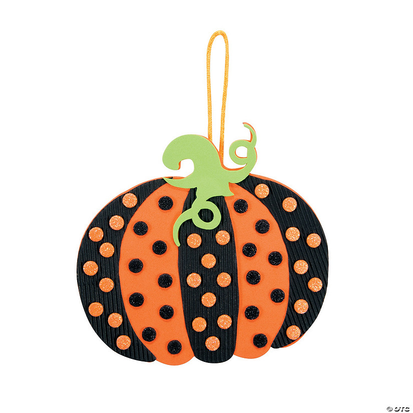 5 1/2" x 5" Polka Dot Pumpkin Foam Ornament Craft Kit - Makes 12 Image