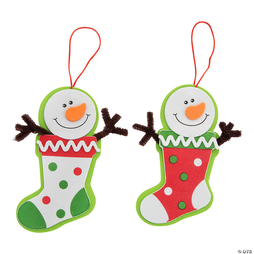 5 1/2" x 6 1/2" Bulk Snowman Stocking Christmas Ornament Craft Kit - Makes 48 Image