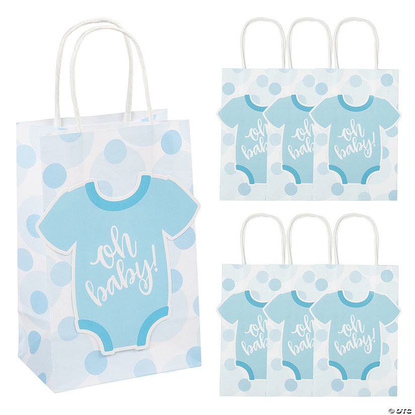 5 1/2" x 8 1/2" Medium Baby Blue Onesie Paper Gift Bags - 6 Pc. Image