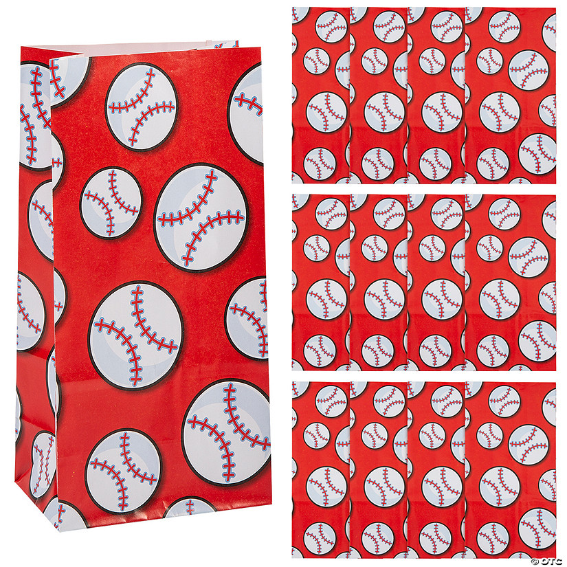 5 1/4" x 10" Baseball Paper Treat Bags - 12 Pc. Image