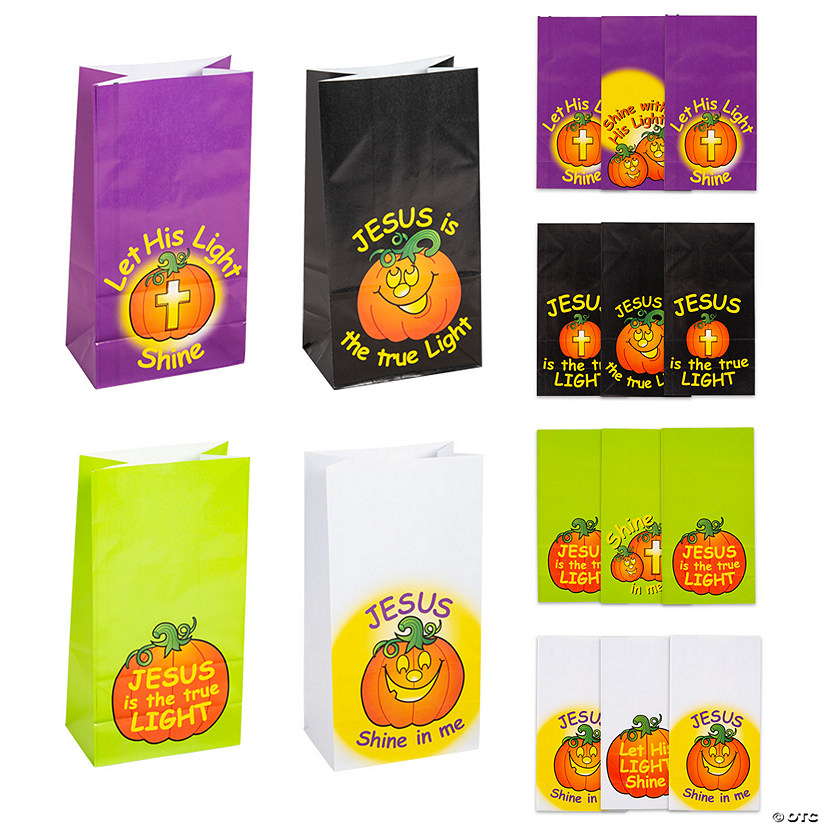5 1/4" x 10" Christian Pumpkin Treat Bags - 12 Pc. Image