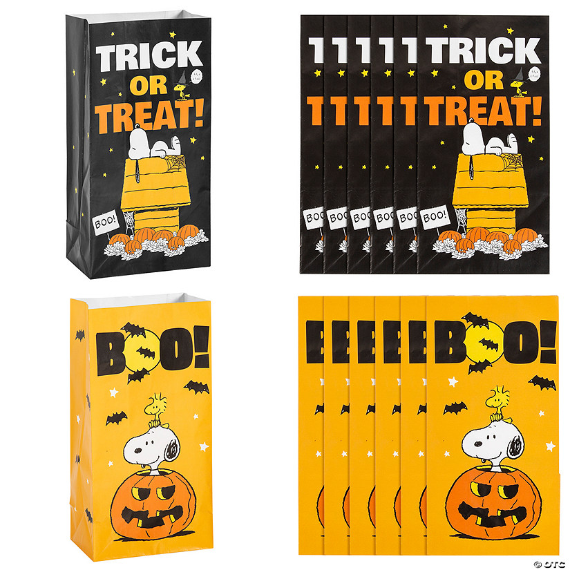 5 1/4" x 10" Peanuts&#174; Halloween Paper Treat Bags - 12 Pc. Image