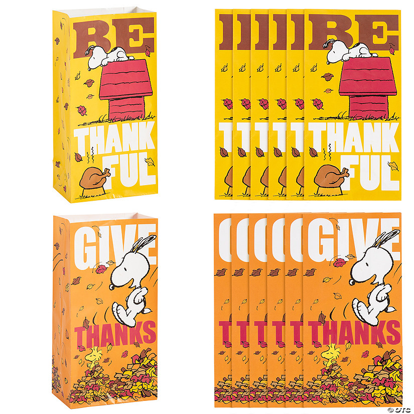 5 1/4" x 10" Peanuts<sup>&#174;</sup> Thanksgiving Paper Treat Bags - 12 Pc. Image