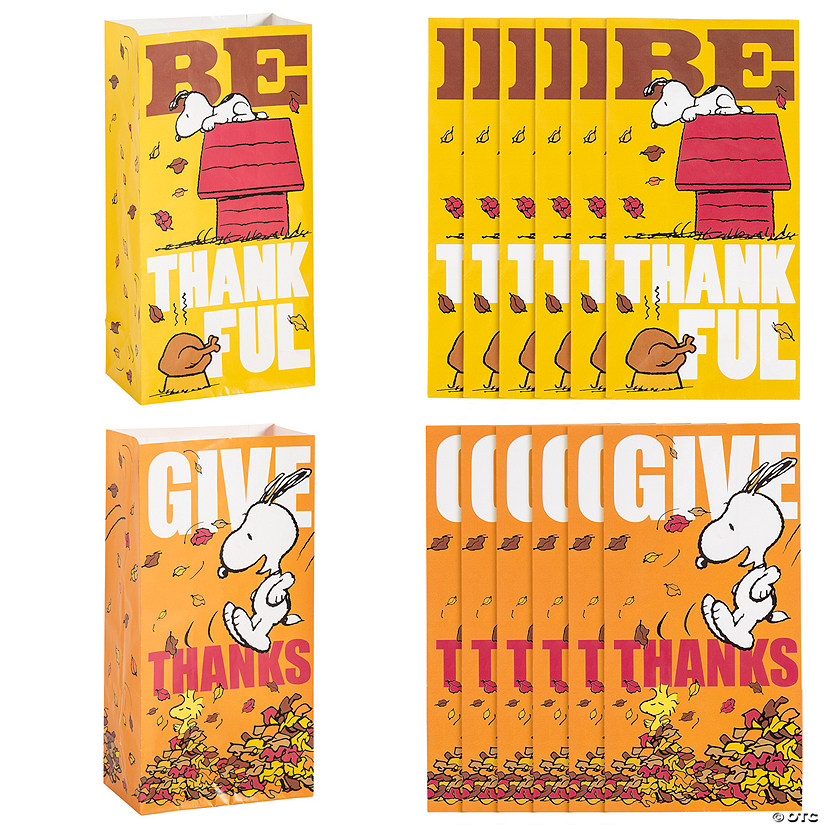 5 1/4" x 10" Peanuts&#174; Thanksgiving Paper Treat Bags - 12 Pc. Image