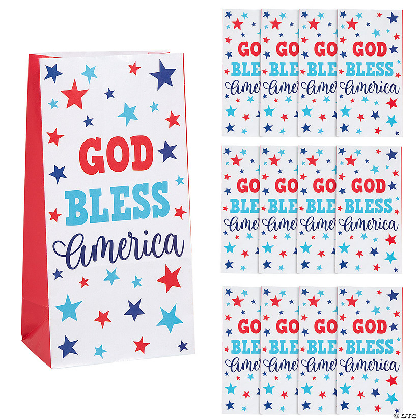 5 1/4" x 10" Religious Patriotic Paper Treat Bags - 12 Pc. Image