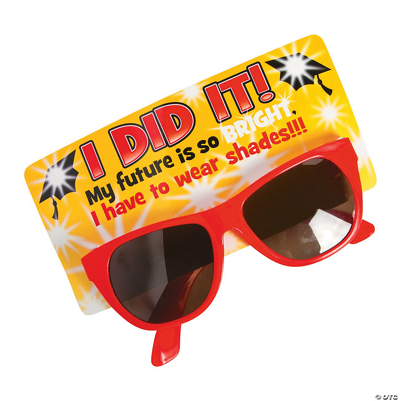 5 1/4" x 2" I Did It Graduation Plastic Novelty Sunglasses with Card for 12 Image