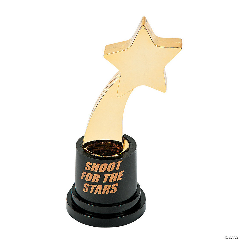 5 1/4" x 2" Shooting Star Black & Gold Plastic Trophies - 12 Pc. Image