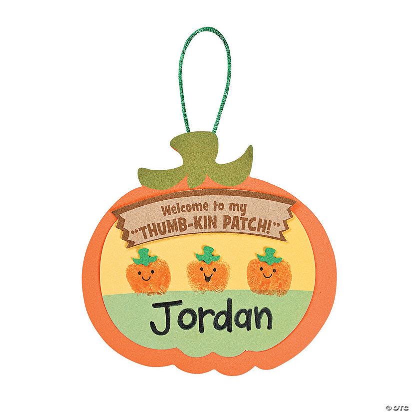 5 1/4" x 5" Thumbprint Pumpkin Patch Sign Craft Kit - Makes 12 Image