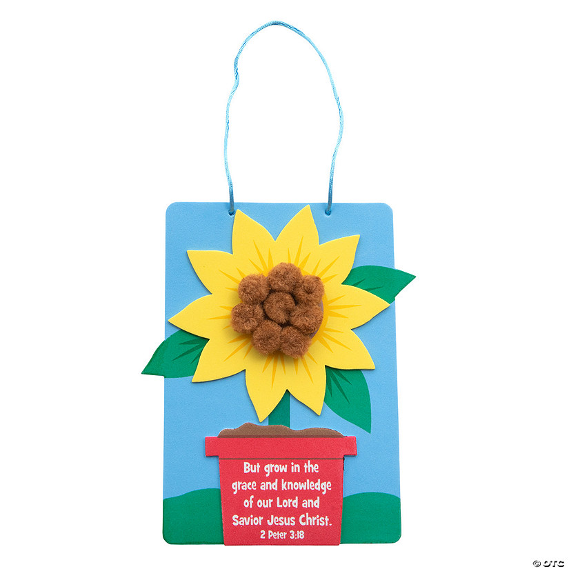 5 1/4" x 6 1/2" Grow with Jesus Sunflower Sign Craft Kit - Makes 12 Image
