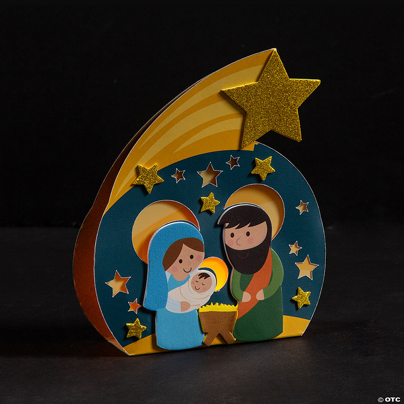 5 1/4" x 6 1/4" Nativity with Tea Light Craft Kit - Makes 12 Image