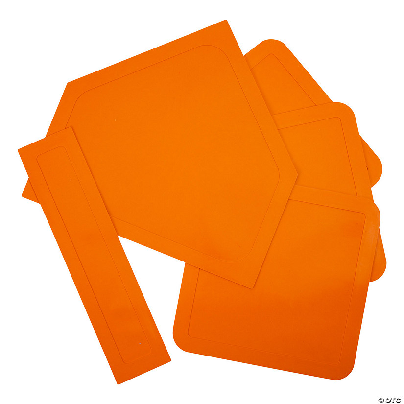 5" - 15 1/2" Neon Orange Rubber Baseball Base Set &amp;#8211; 5 Pc. Image