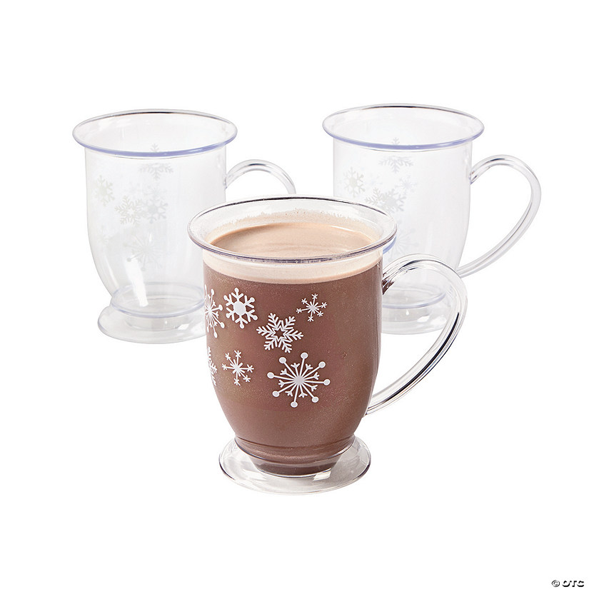 5" 18 oz. Winter Retreat Snowflake BPA-Free Clear Plastic Mugs - 6 Ct. Image