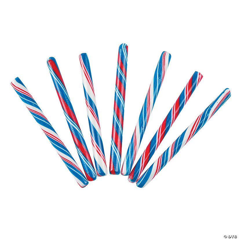 5" 2 lbs. Patriotic Red, White & Blue Fruit Flavors Candy Sticks - 80 Pc. Image