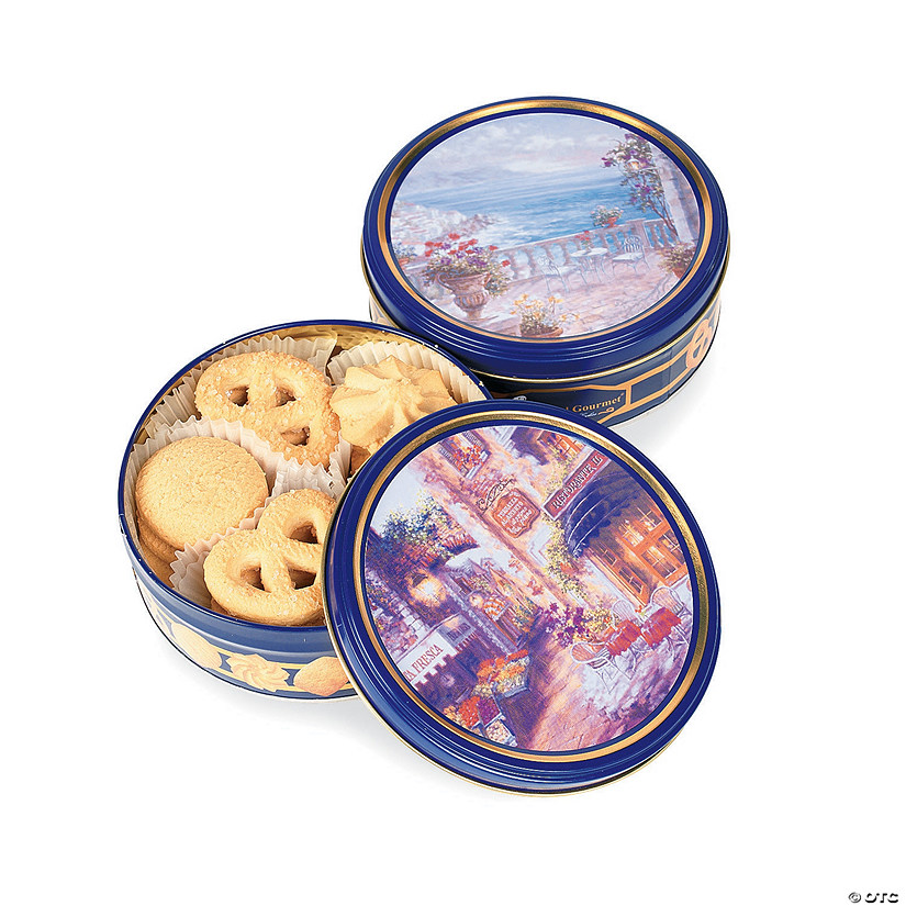 5" 24 Oz. Holiday Themed Butter Cookie Reusable Tins - 6 Pc. Image