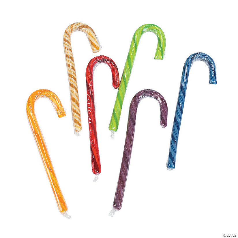 5 3/4" 10 oz. Cinnamon, Butterscotch & Fruit Candy Canes - 24 Pc. Image