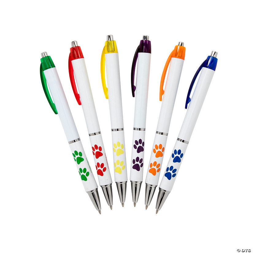 5 3/4" Bright Colors Paw Print Grip Pens Assortment - 24 Pc. Image