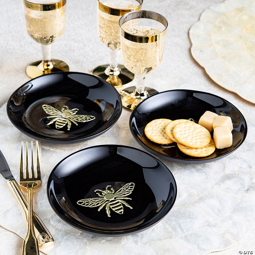 5 3/4" diam. Bee Pattern Glass Plates Assortment Set - 3 Pc. Image