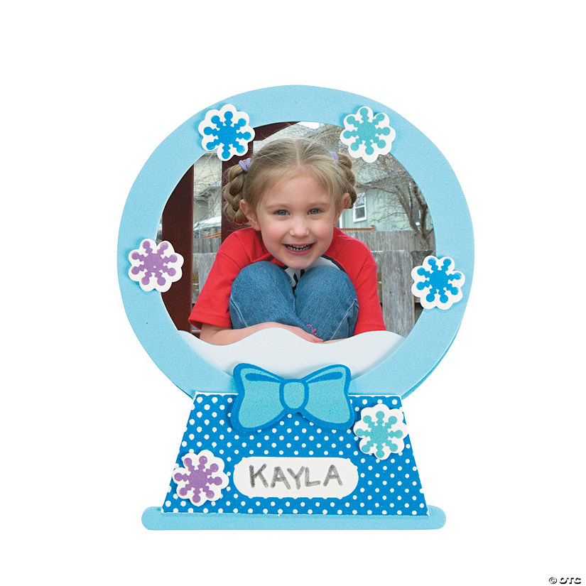 5 3/4" x 6" Snow Globe Picture Frame Magnet Christmas Craft Kit - Makes 12 Image