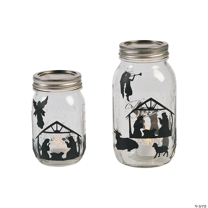 5 3/4" x 7" Nativity Silhouette Vinyl Mason Jar Decals - 24 Pc. Image