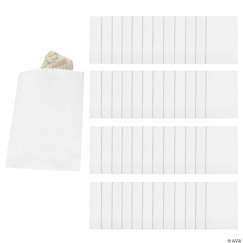 5 3/4" x 8" Bulk 50 Pc. White Paper Cake Treat Bags Image