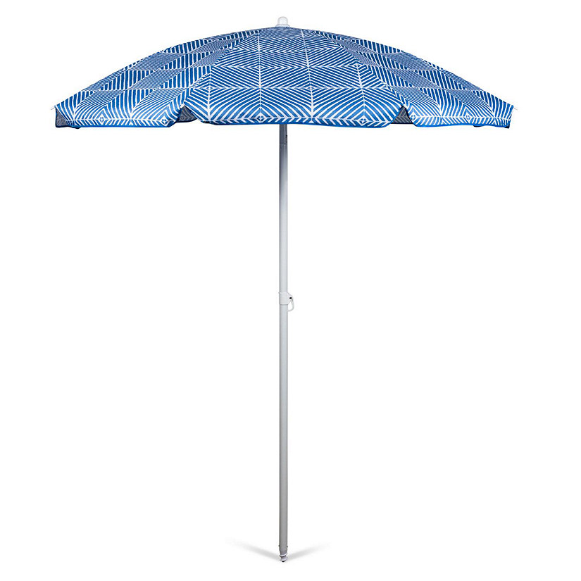5.5 Ft. Portable Beach Umbrella - Blue Athens Pattern Image