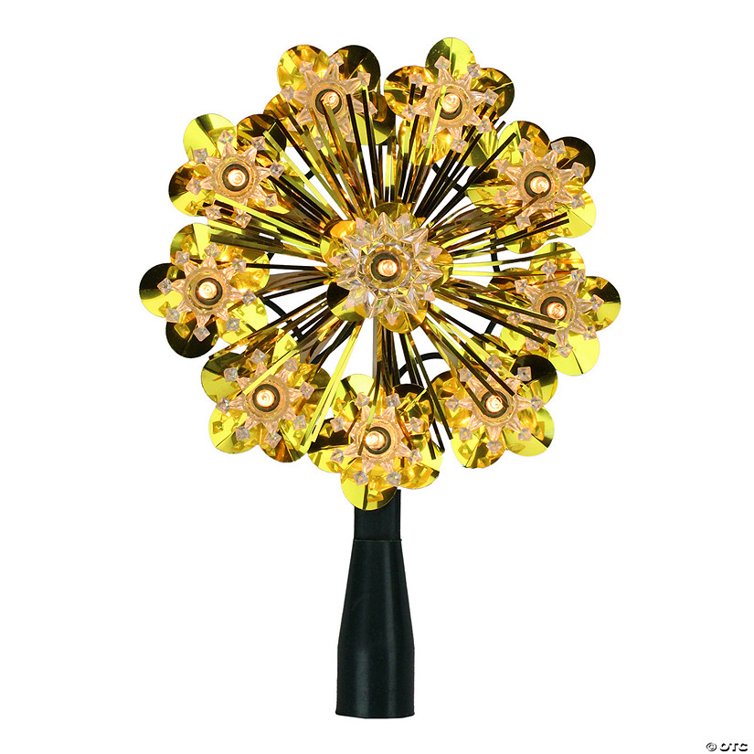 5.5" Gold Snowflake Starburst Christmas Tree Topper - Clear Lights Image
