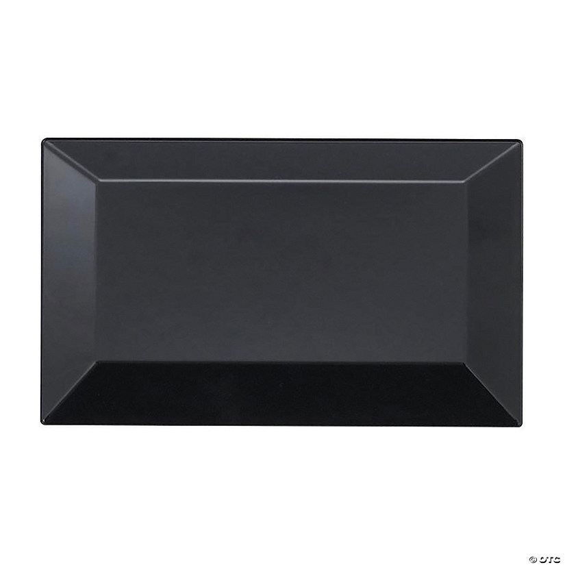 5.5" x 8.5" Black Rectangular Plastic Dessert Plates (60 Plates) Image