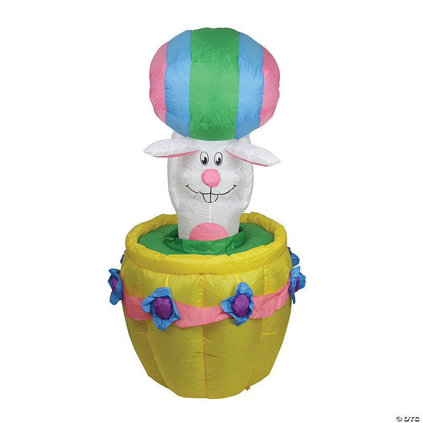 5.5ft Lighted and Animated Inflatable Easter Bunny Basket Outdoor Decoration Image