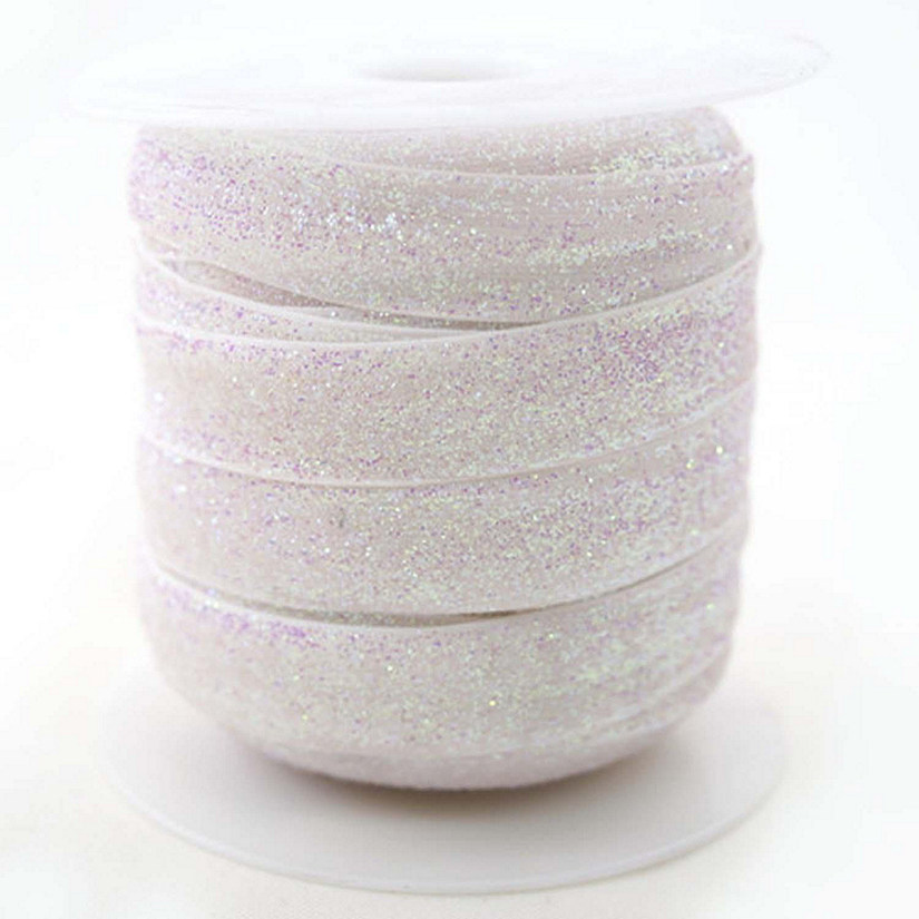 5/8" x 20 Yards Fold Over Elastic Stretch Pink Glitter Trim Image