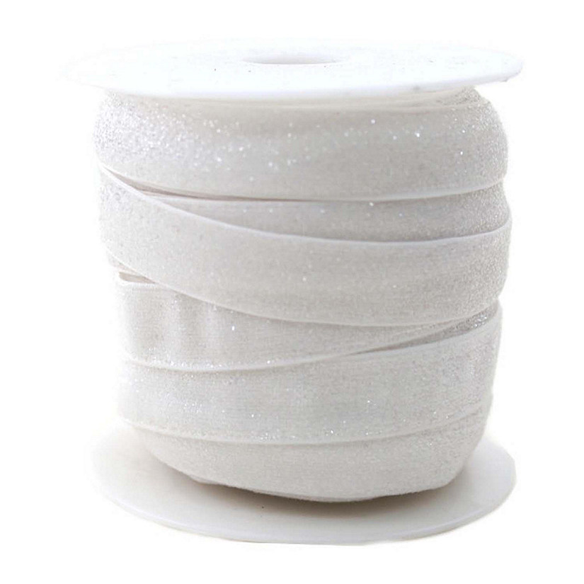 5/8" x 20 Yards Fold Over Elastic Stretch White Glitter Trim Image