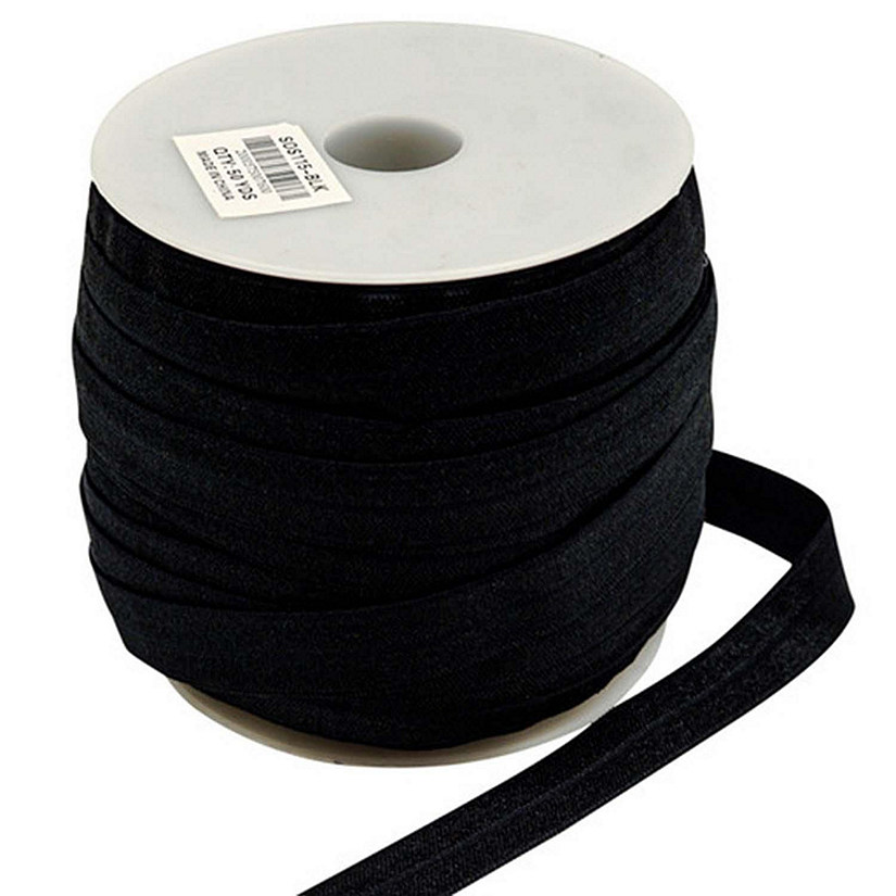 5/8" x 50 Yards Black Fold Over Elastic Sewing Trim Image