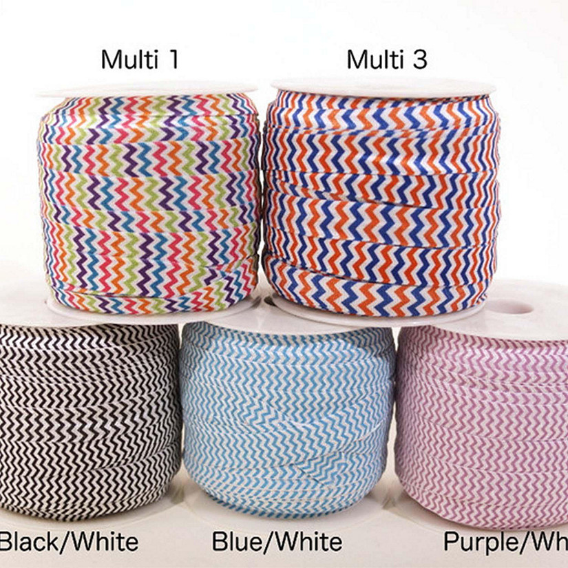 5/8 x 50 Yards Multi Colored Chevron Fold Over Elastic Sewing Trim Image