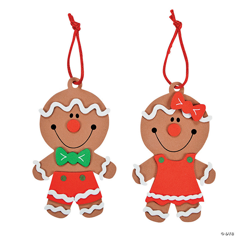 5" Big Head Gingerbread Christmas Ornament Craft Kit - Makes 12 Image