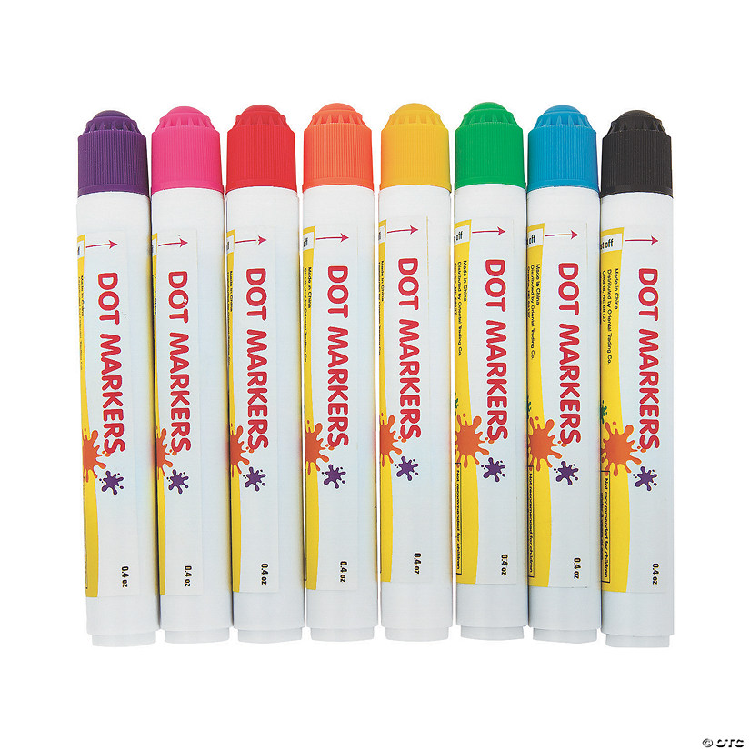 5" Bright 8-Color Mini Dot Plastic Marker Sets - 3 Boxes Image