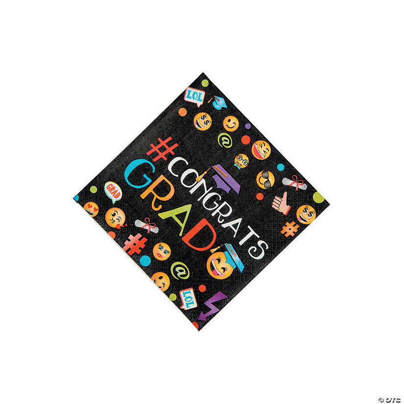 5" Bulk 125 Pc. Graduation Party Emoji Paper Beverage Napkins Image