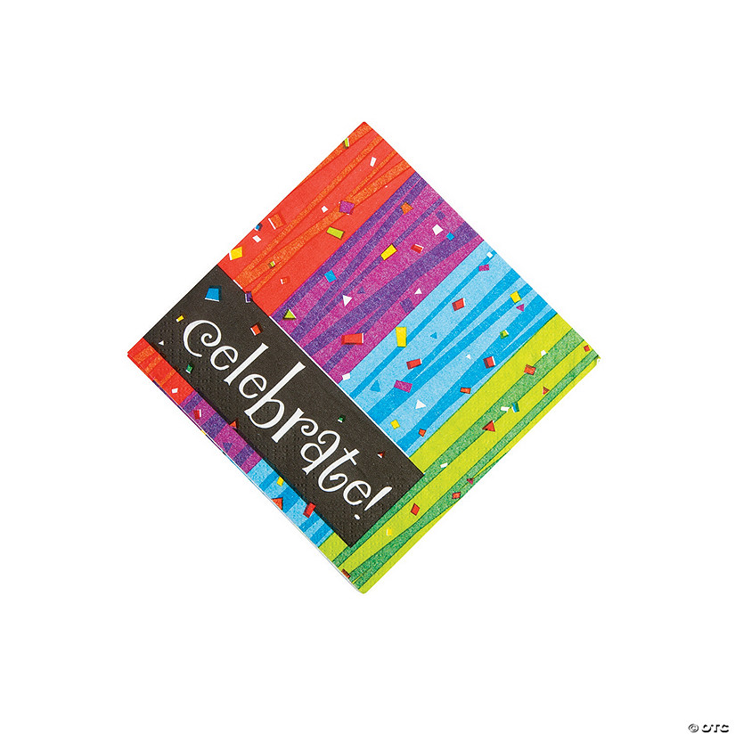 5" Celebrate! Multicolor Confetti Paper Beverage Napkins - 16 Pc. Image