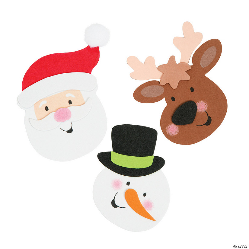 5" Christmas Friends Santa, Snowman & Reindeer Magnet Craft Kit - Makes 12 Image