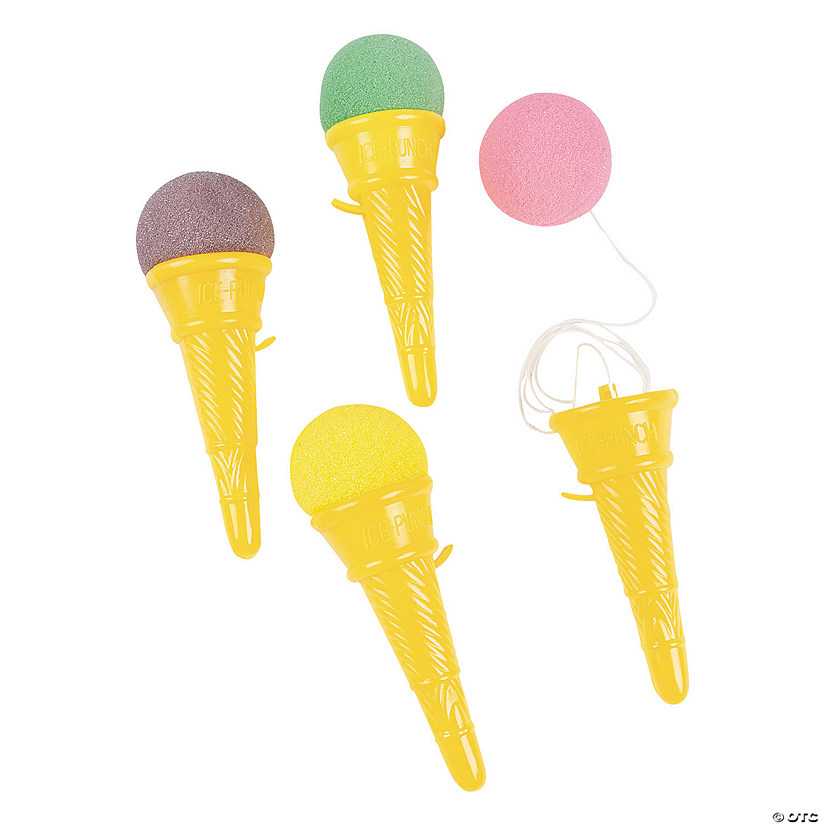 5" Classic Plastic Ice Cream Cone Shooters with Foam Ball - 12 Pc. Image