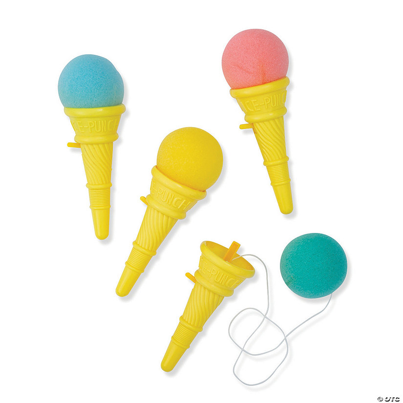 5" Classic Plastic Ice Cream Cone Shooters with Foam Ball - 4 Pc. Image