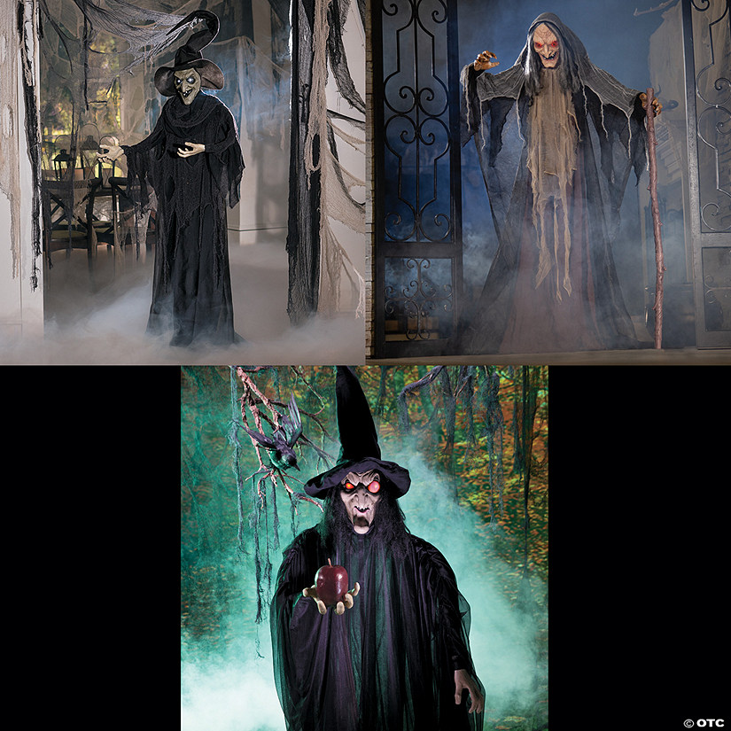 5 Ft. - 7 Ft. 9" Trio of Witches Standing Halloween Decorations Kit - 3 Pc. Image