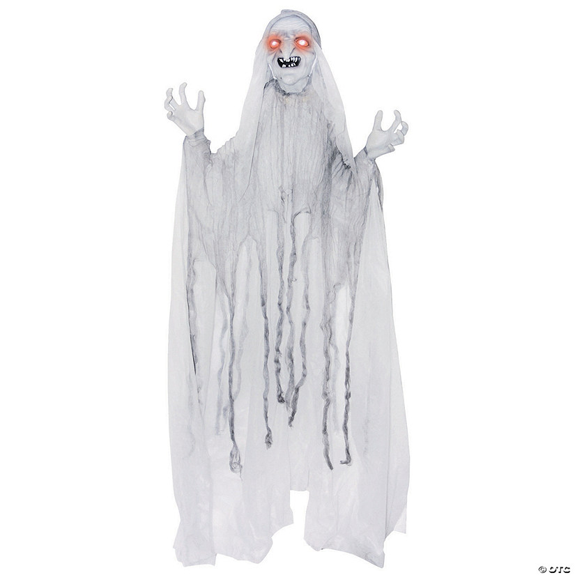 5 Ft. Animated Light-Up Spinning White Witch Halloween Decoration Image