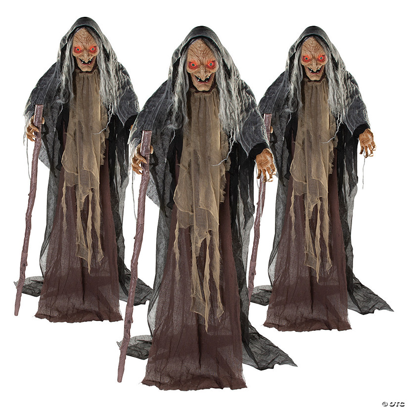 5 Ft. Bulk Animated Witches Standing Halloween Decorations Set - 3 Pc. Image