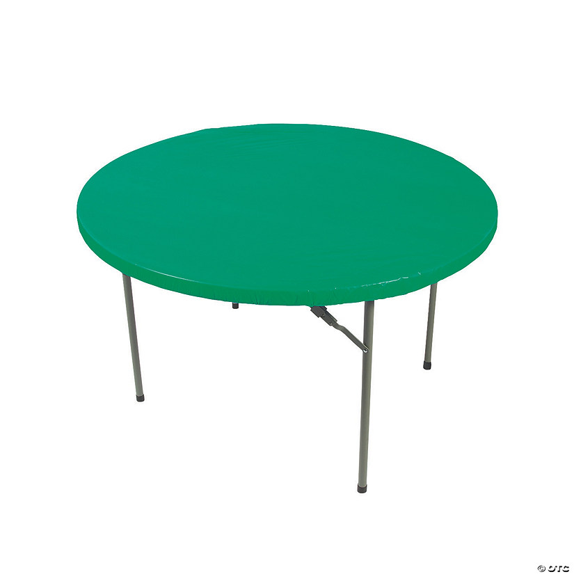 5 Ft. Green Fitted Round Solid Color Disposable Plastic Tablecloth Image