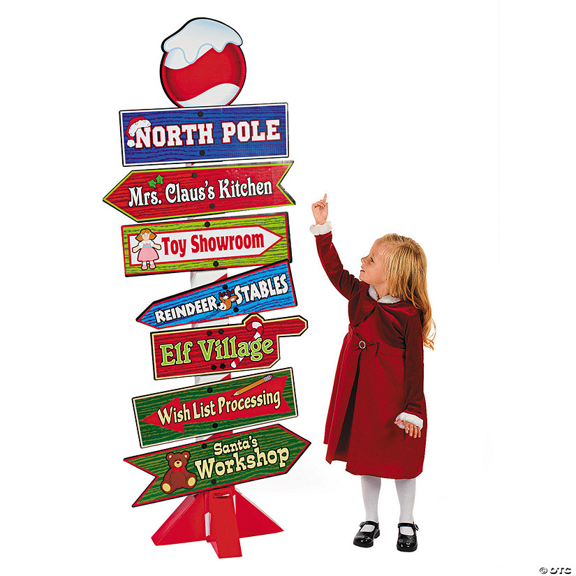 5 Ft. North Pole Directional Sign Multicolor Cardboard Stand-Up Image