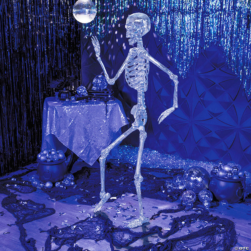 5 Ft. Posable Disco Skeleton Halloween Decoration Image