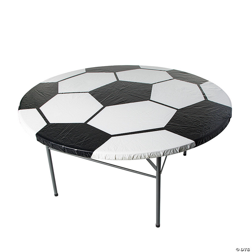 5 Ft. Soccer Ball Round Fitted Disposable Plastic Tablecloth Image