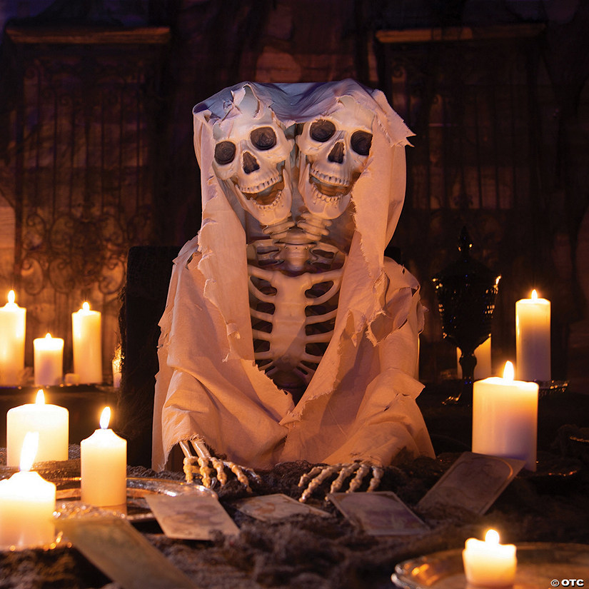 5 Ft. Two-Headed Life-Size Posable Skeleton Halloween Decoration Image