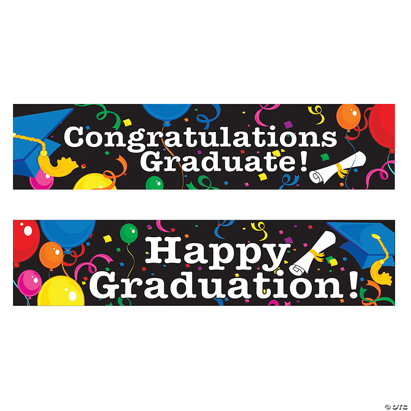 5 Ft. x 15" Graduation Congratulations Plastic Banners - 2 Pc. Image